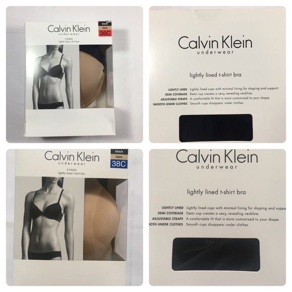New 2 Pack Calvin Klein Lightly Lined T-Shirt Bra - Picture 6 of 8